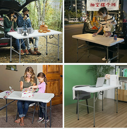 Portable Folding Dining Table Rectangular Long Lightweight Easy Assembly Outdoor Indoor Market Stall Study Desk Furniture