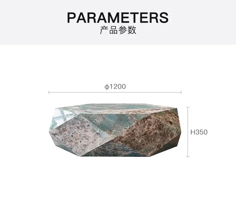 Postmodern tea table simple polygonal tea table Amazon green Italian light luxury rock slab special-shaped coffee table designer