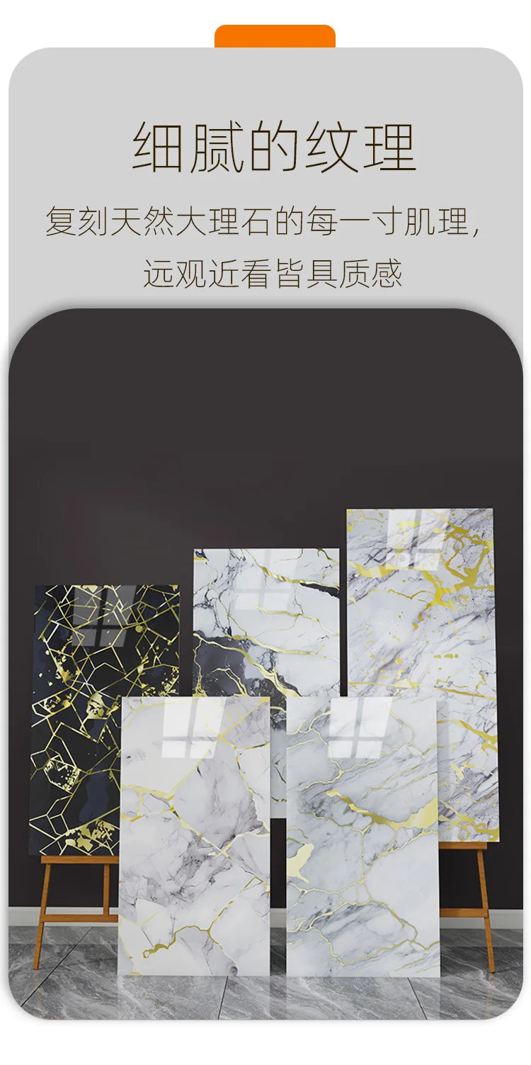 5pcs 30x60cm PVC Kitchen Backsplash Panel Marble Self-Adhesive Waterproof Oil Proof for Stove Cabinet Renovators