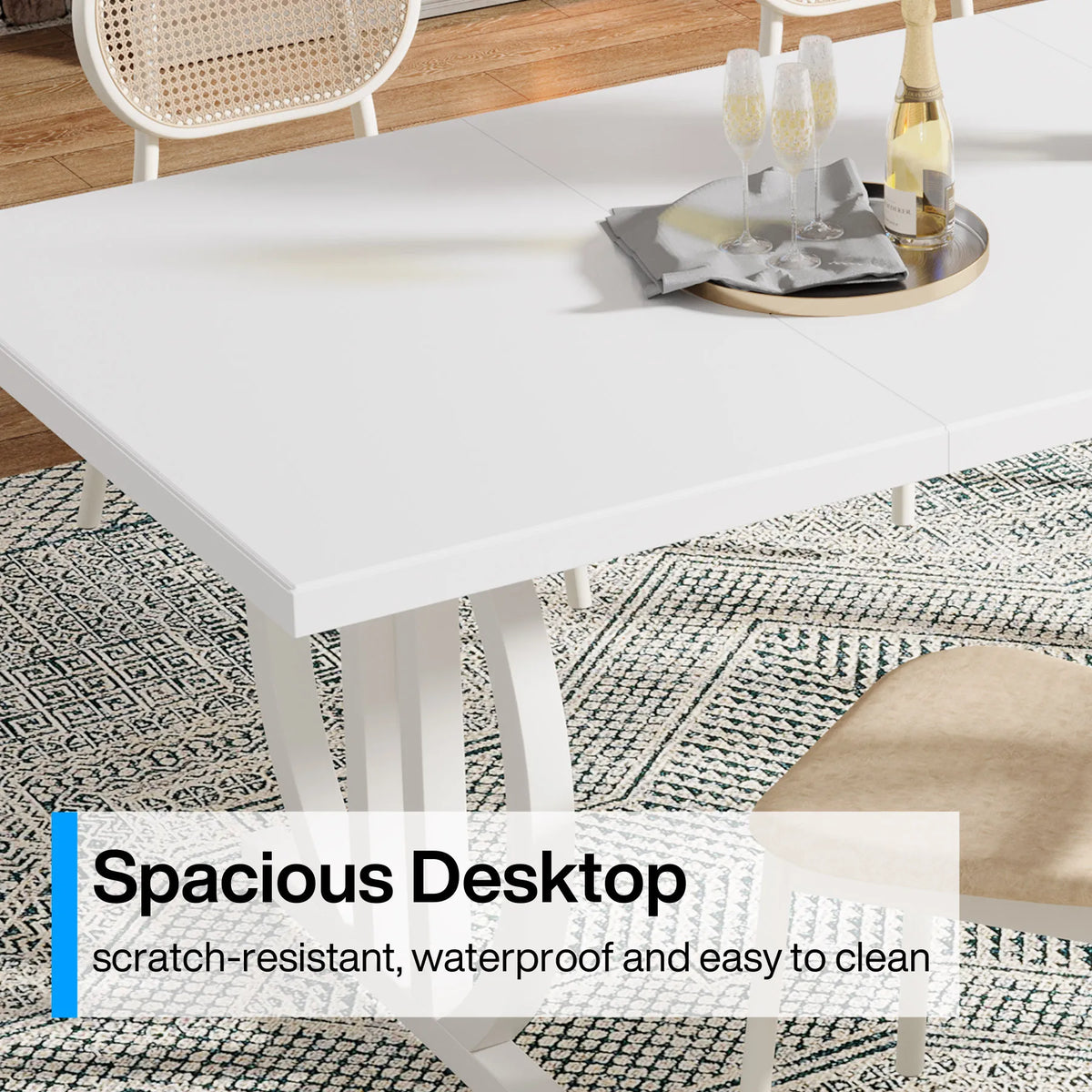 Tribesigns Dining Table for 4-6 People, 63-Inch Large Dinner Table with Heavy Duty Metal Frame, Modern Industrial Kitchen Table