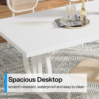 Tribesigns Dining Table for 4-6 People, 63-Inch Large Dinner Table with Heavy Duty Metal Frame, Modern Industrial Kitchen Table