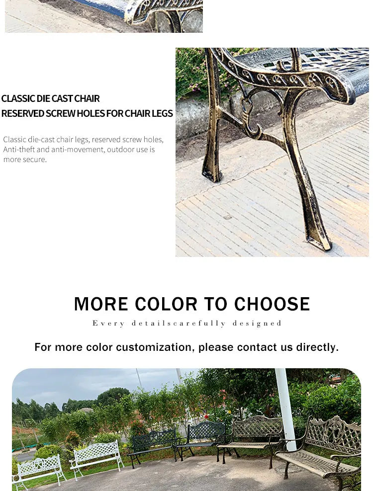 Hot Sales Cast Iron Outdoor Park Street Bench Seat Durable Metal Garden Bench
