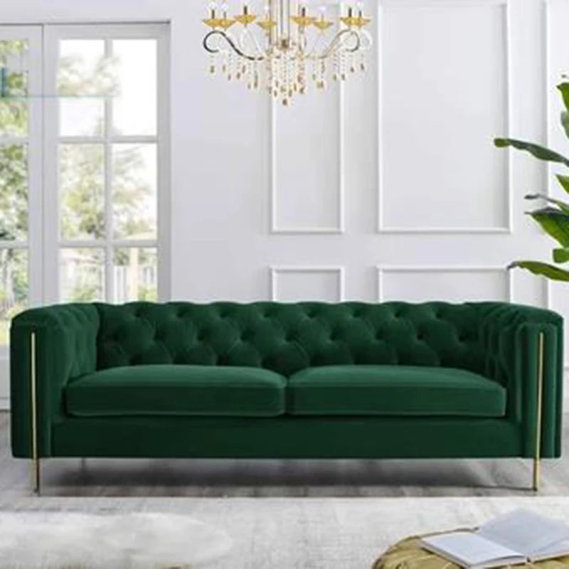 Simple Minimalist Light Luxury Fabric Sofa Set Furniture Velvet 1- 3 Seat Honeycomb Stainless Steel Living Room Sofas For Home