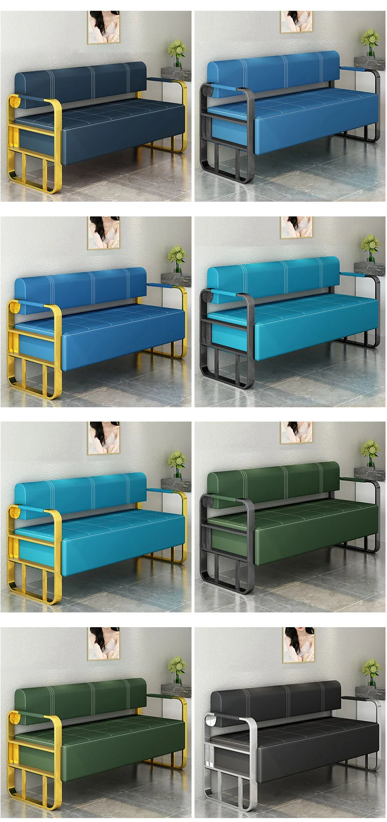 Steady Barber shop sofa chair reception room sitting area long sofa chair thickened equal sofa