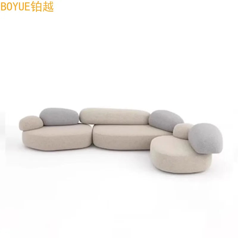 Italian minimalist pebble flat sofa modern minimalist combination colorful fabric module large flat sofa