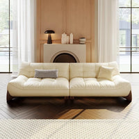 Italian leather sofa cowhide French minimalist retro large and small apartment living room sofa