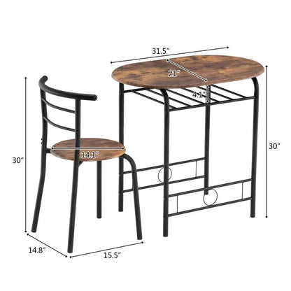 5-Piece Dining Table Set W/Counter Height Table & 4 Bar Stools, Industrial Kitchen Dining Table Set W/Footrest & Backres