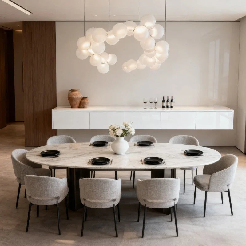 SANDYHA French Style Acrylic Ball Pendant Lights Creative Modern LED Chandelier Hanging Lamp for Living Room Dining Room Home