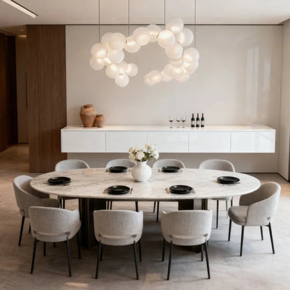 SANDYHA French Style Acrylic Ball Pendant Lights Creative Modern LED Chandelier Hanging Lamp for Living Room Dining Room Home