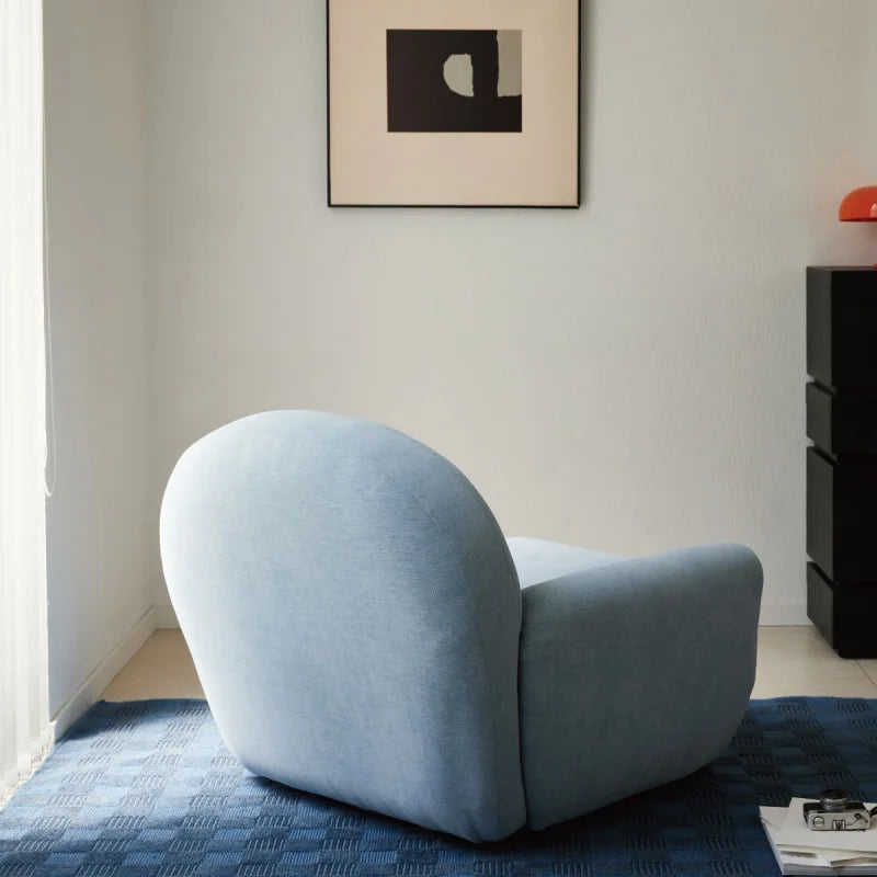 Cream Fabric Lazy Sofa Single Seater Armchair Comfort Accent Furniture for Living Room Bedroom