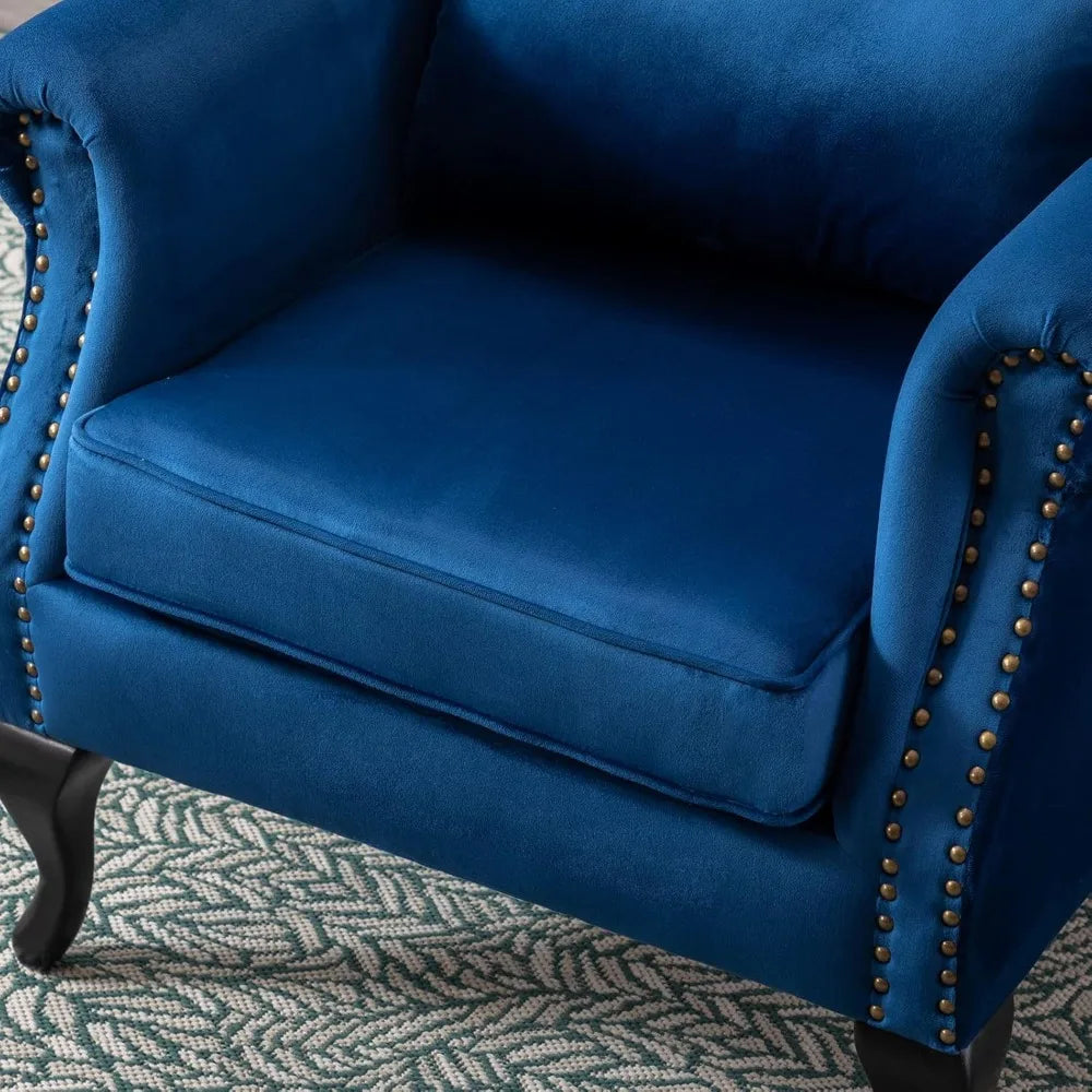 mid-century modern accent chair comfy tufted single sofa chair wingback armchair with pillow for club, living room, bedroom - v