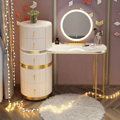 Bedroom Italian Light Luxury Dressing Table Wind Storage Cabinet One Small Apartment Makeup Dresser
