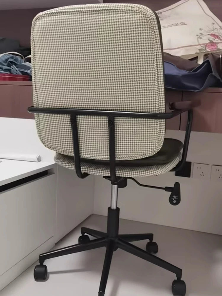 Comfortable Genuine Leather Chair Steel-Legged Adjustable Swivel Seat Ergonomic Desk Chair for Prolonged Sitting