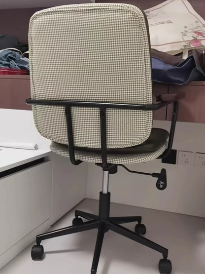 Comfortable Genuine Leather Chair Steel-Legged Adjustable Swivel Seat Ergonomic Desk Chair for Prolonged Sitting