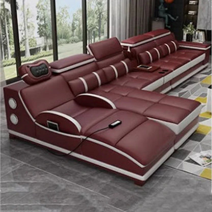 Massage Modern Leather Sofa Luxury Multi Functional Italian Recliner Sofa Couch Puffs Divano Da Soggiorno Living Room Furniture