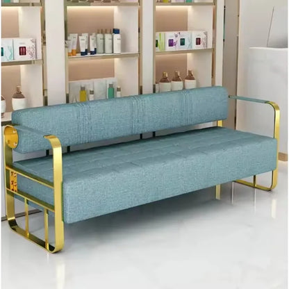 Stylish, comfortable and durable modern black leather upholstered frame beauty salon waiting bench