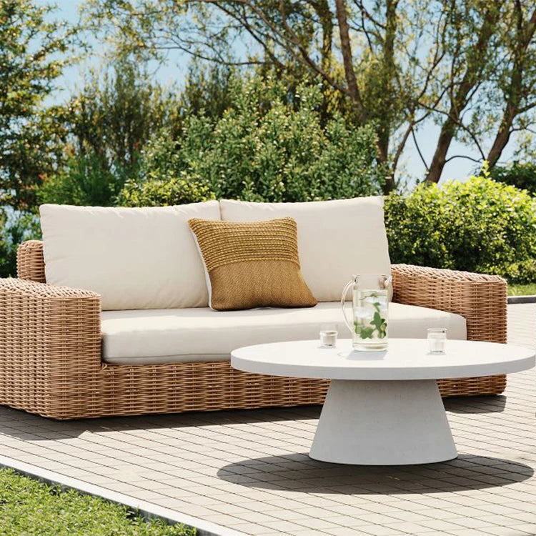 Traditional Design Outdoor Rattan Woven Wicker Patio Villa Courtyard Sofa Sectional Garden Set
