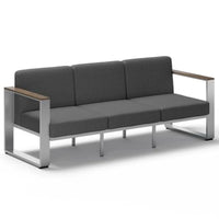 Aluminum Outdoor Patio Furniture 1 Piece 3-Seat Sofa All-Weather Metal Modern Light Gray Sofa for Deck Porch