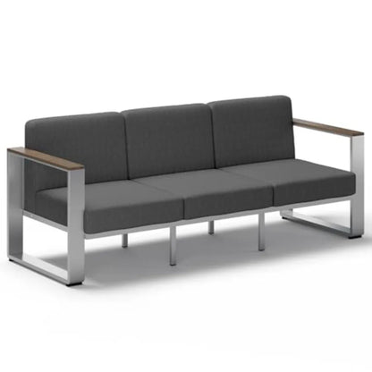 Aluminum Outdoor Patio Furniture 1 Piece 3-Seat Sofa All-Weather Metal Modern Light Gray Sofa for Deck Porch