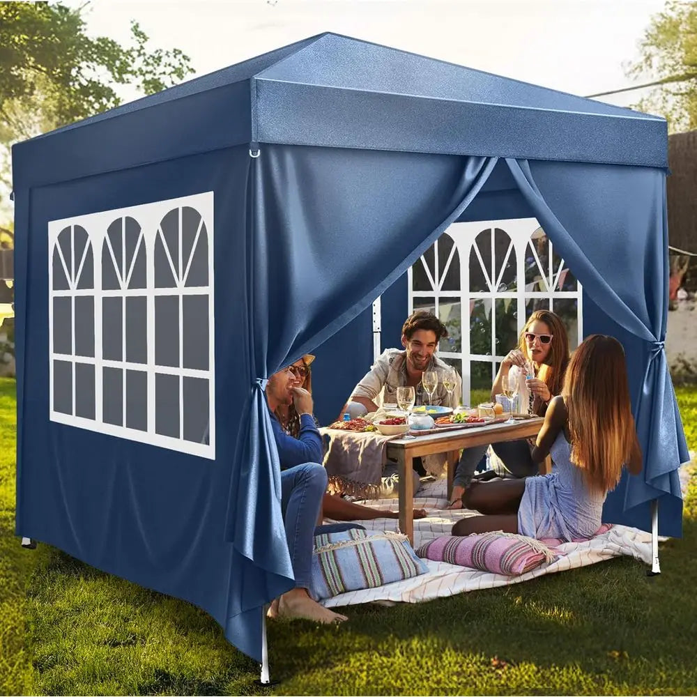 10x10 Up Tent with Sidewalls, Outdoor Gazebo Tent, Patio Event Tents Outdoor Event Shelter or Parties (Blue)