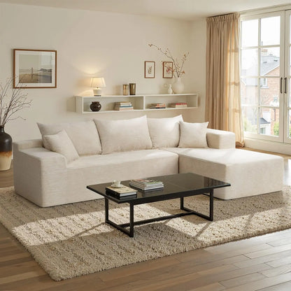 Cloud Sectional Couch with L-Shape Chaise,Modern Modular Sofa with Deep Seat, Upholstered Couches for Living Room Bedroom,No Ass