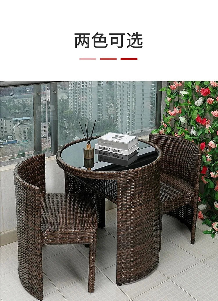 Balcony rattan chair three-piece outdoor courtyard combination small table and chair casual coffee table