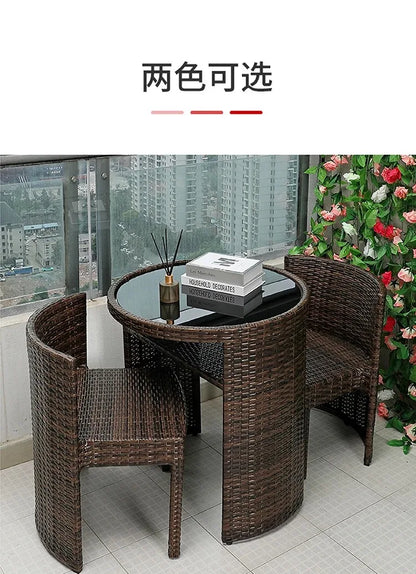 Balcony rattan chair three-piece outdoor courtyard combination small table and chair casual coffee table