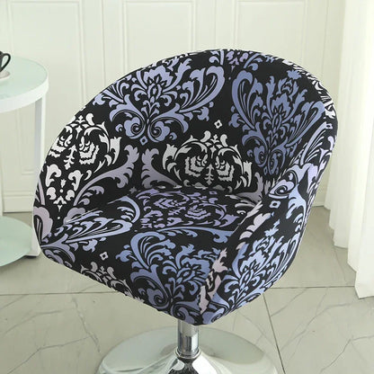 Elastic Bar Low Back Chair Cover Semi-Circular Print Elastic Living Room Bedroom Restaurant Hotel Dining Dustproof Chair Cover