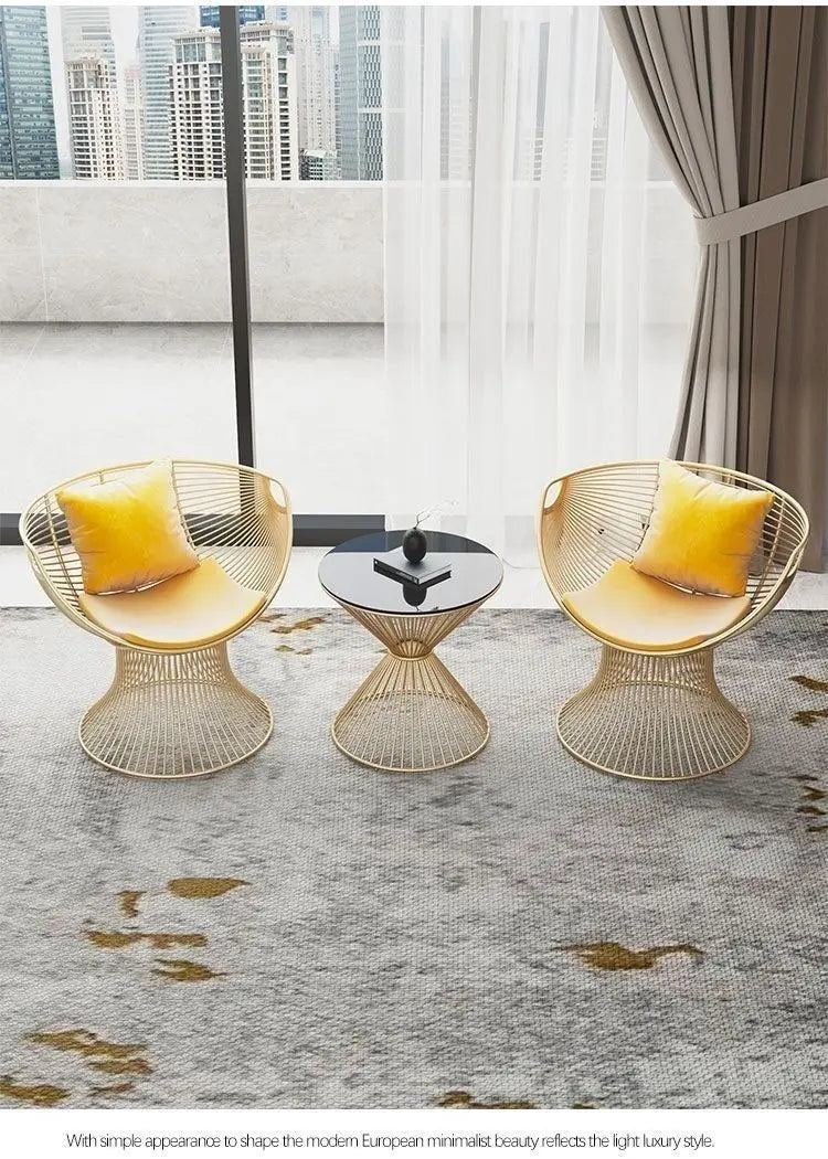 High-end stainless steel dining chair single sofa chair designer home living room wrought iron balcony