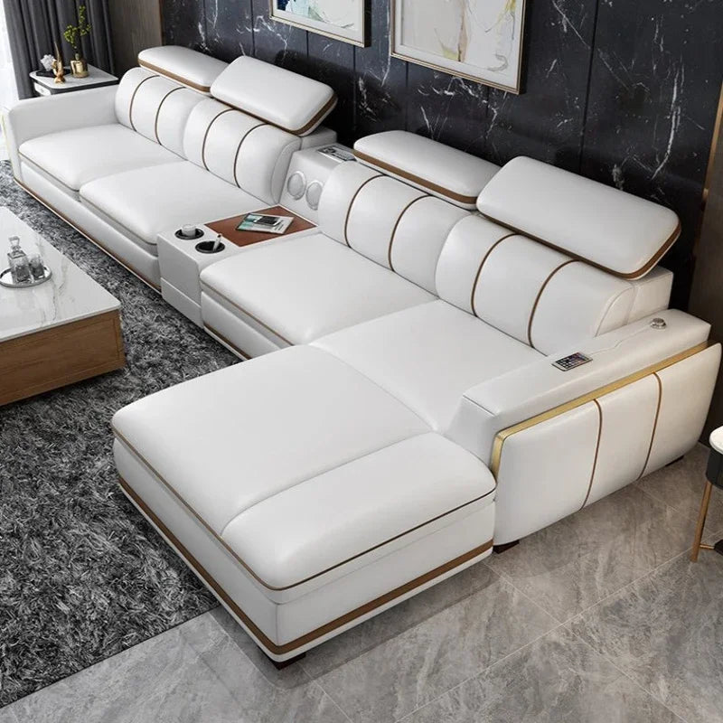 For Nordic 1 2 3  L Shape Luxury Leather Living Room Furniture Sectional Sofa Couch