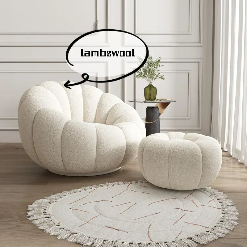 Modern Living Room Sofa Lambswool Pumpkin Sofa Chair Creative Home Balcony Swivel Lounge Chair Fitting Room Bedroom Single Sofas
