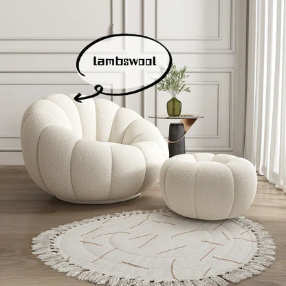 Modern Living Room Sofa Lambswool Pumpkin Sofa Chair Creative Home Balcony Swivel Lounge Chair Fitting Room Bedroom Single Sofas