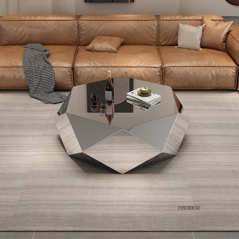 Irregularly Shaped Gold Metal Coffee Tables for Living Room Italian Luxury Side Tables Minimalist High-end Table for Office