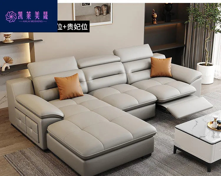 Multi-purpose leather high-end home living room electric light luxury sofa modern minimalist sofa