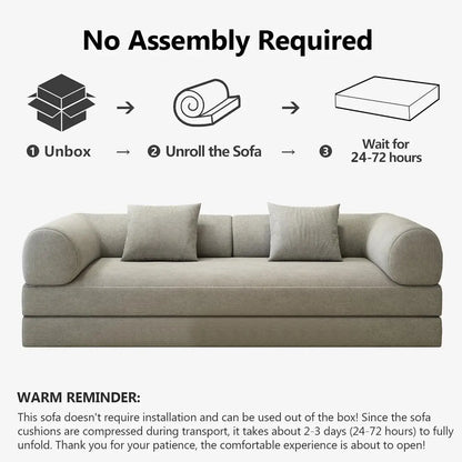 78.8" Modular Sofa Bed - 4-in-1 Convertible Design with Corduroy Fabric and High Density Sponge, Removable Cover, Customized
