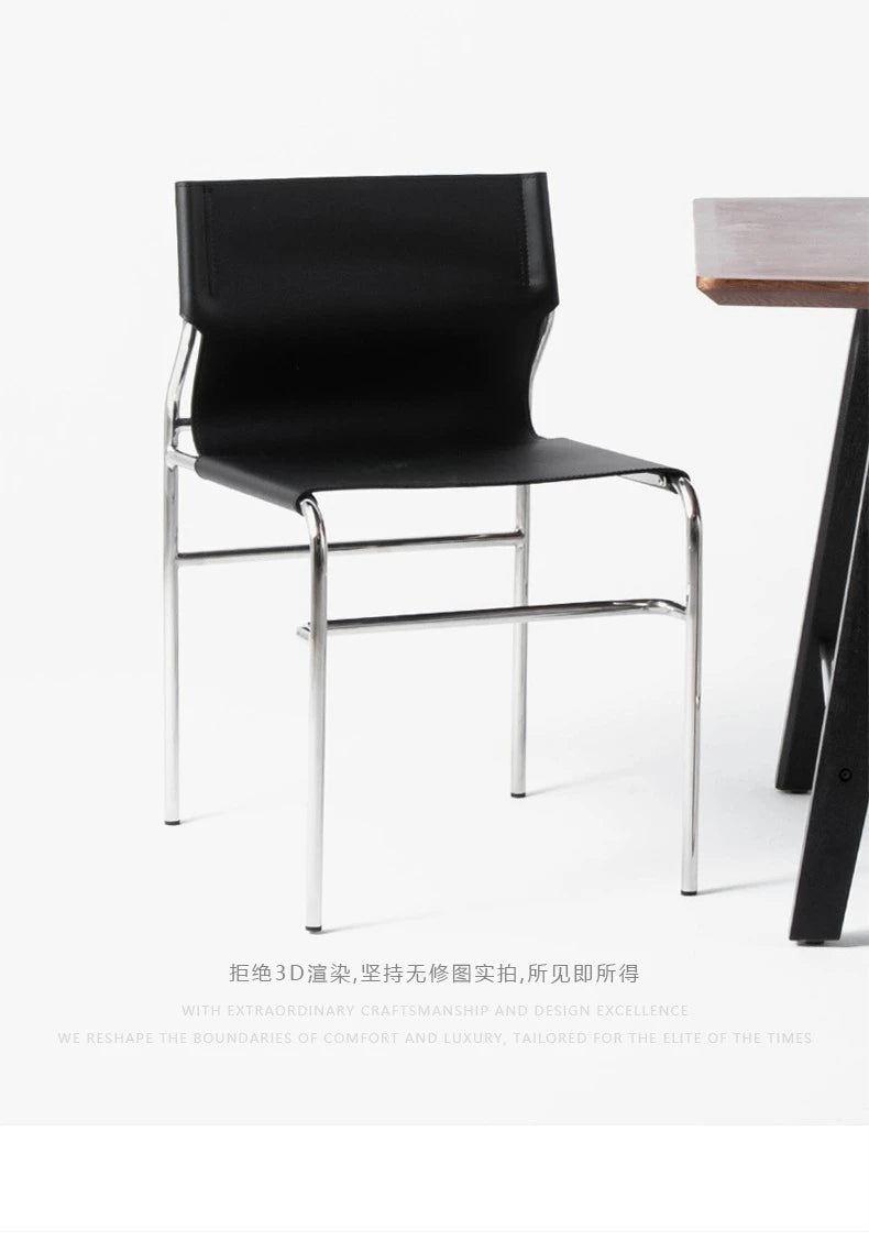 Italian Simple Saddle Chair, Bauhaus Design Dining Chair, Stainless Steel Backrest Chair, Wholesale Available, Home Furniture