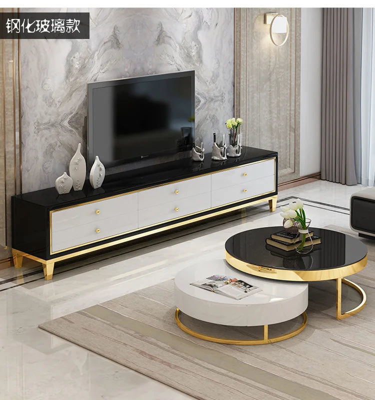 Fashion Internet celebrity marble round coffee table size apartment can be stored