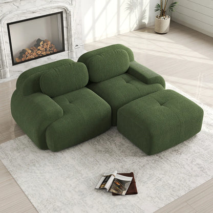 82'' Corner Sofa in Soft Cord Fabric, Modular Combined with Curved Armrests, Without Mounting, Highly Elastic Foam Upholstery