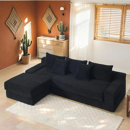 L-Shaped Sectional Couches for Living Room with Memory Foam, No Assembly Convertible Sofa Bed, Corduroy Fabric Customized