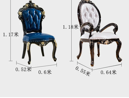 HTT marble dining table and chair combination carved round table for household8 people round  with turntable furniture