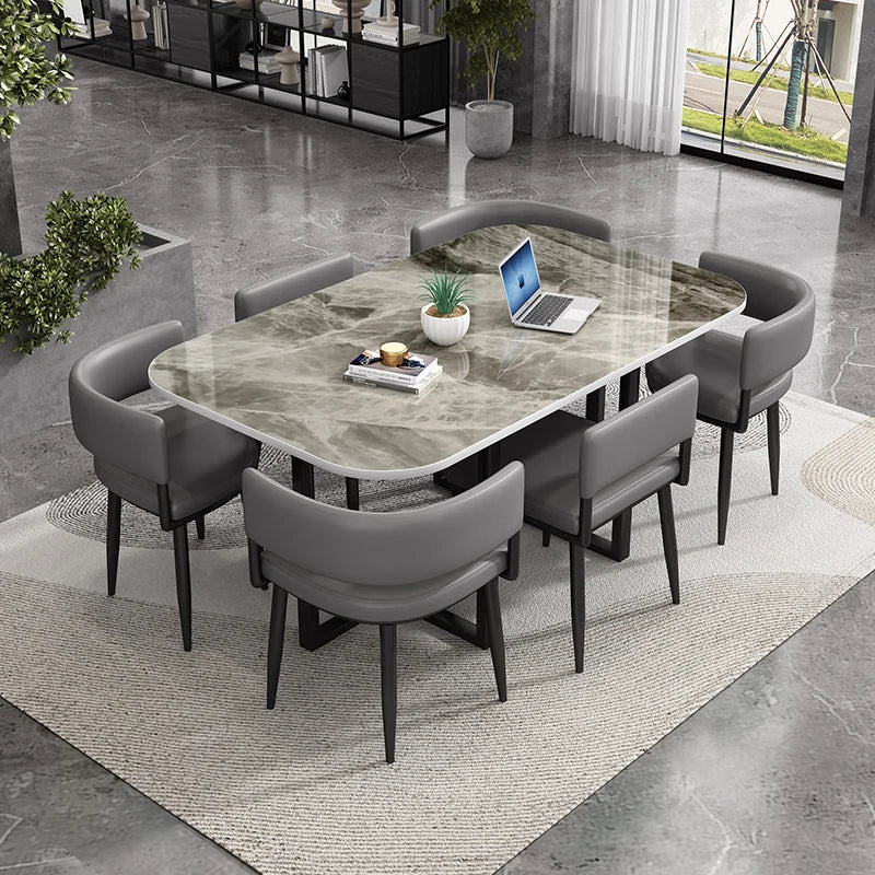 Minimalist   Marble Top Dinning Table 6 Seater Modern Restaurant Home Dining Room And Chairs Sets