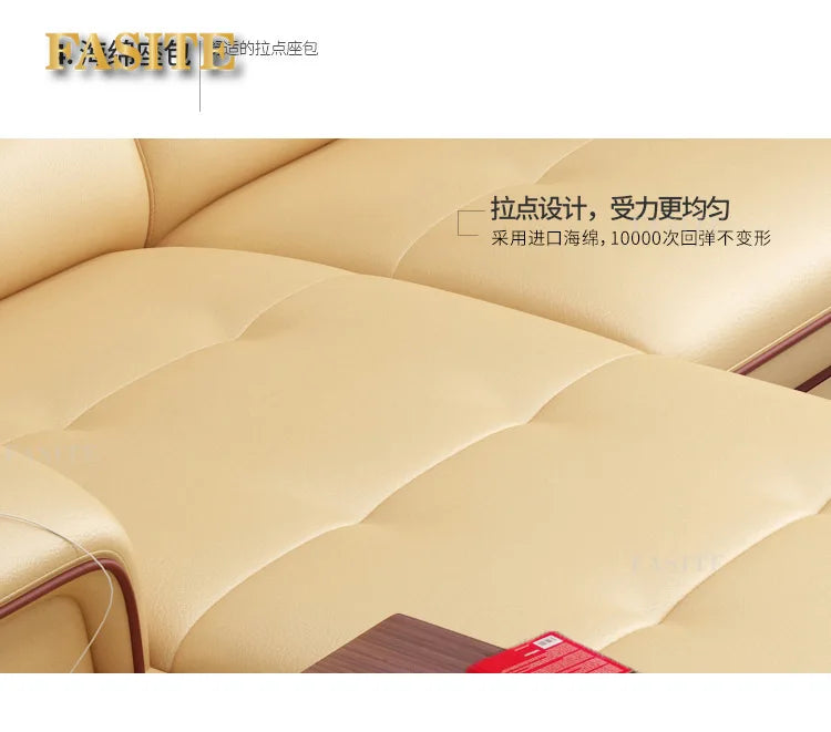Living Room Sofa set furniture real genuine cow leather sofas bluetooth puff asiento muebles de sala canape L shape sofa cama