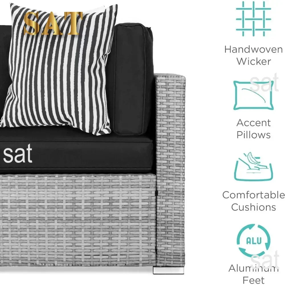 # Outdoor Furniture 7Piec Sets W/2Pillows, Coffee Table, Cover Included, Wicker Conversation Couch Set, Patio Furniture Set #