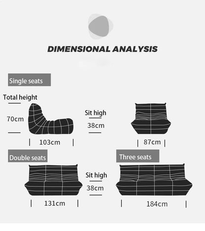 Caterpillar sofa togo modern living room balcony lounge lazy sofa available white lamb wool sofa