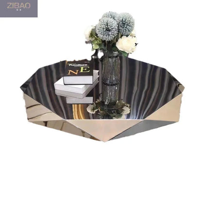 Creative Shape Stainless Steel Light Luxury Mirror Reception Coffee Table Living Room Tea Table Coffee Irregular Table