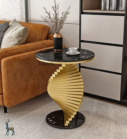 Italian style light luxury living room sofa marble edge several creative balcony metal coffee table