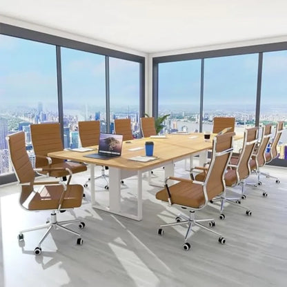 Home Office Chair Ribbed, Modern Leather Conference Waiting Room Chairs,Ergonomic Office Desk Chair, High Back Executive Compute