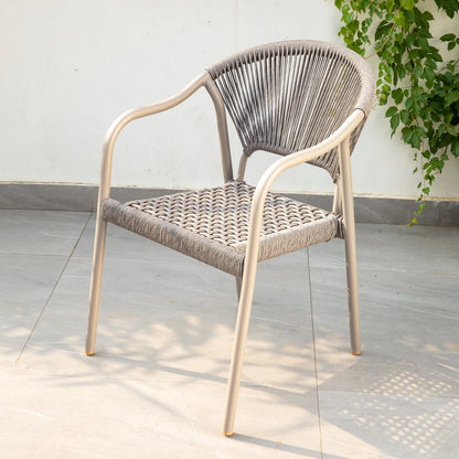 Aluminum Frame Outdoor Chairs Set of 2 PE Rope Patio Chair All Weather Bistro Chair Garden Chair for Hotel Restaurant Backyard