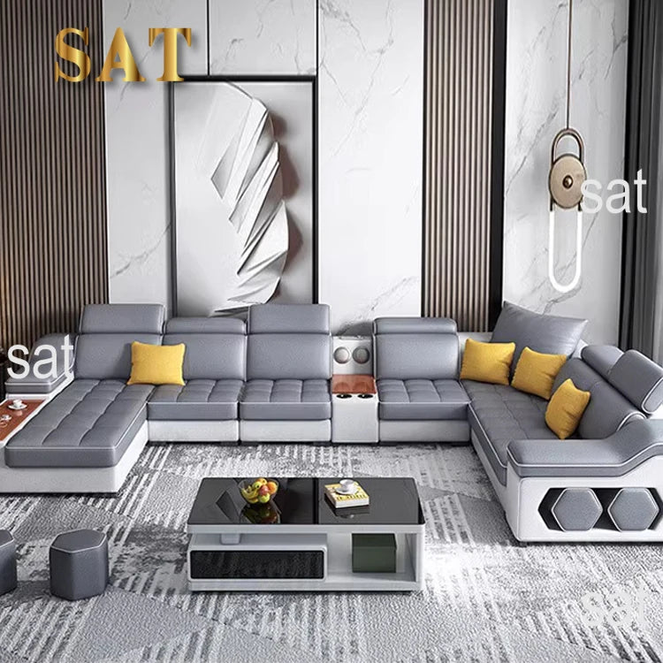 For Multifunctional U-Shaped Sofa Set Fabric Corner Sofa With Usb Speaker  Living Room Furniture 7 Seater Sofa China Furniture
