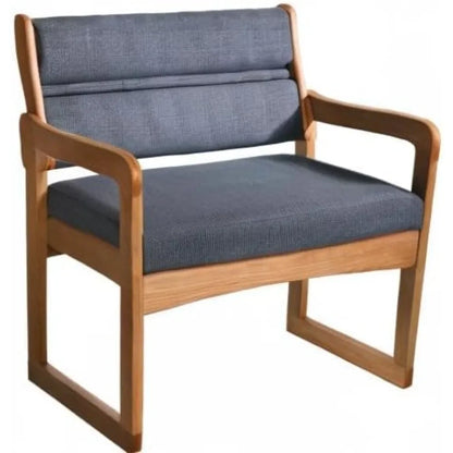 Heavy-Duty Guest Chair - Solid Wood Sled Base, Medium Oak Design